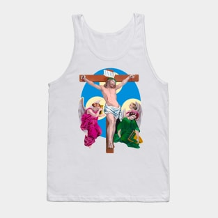 Angels weep at the feet of Jesus Christ crucified Tank Top